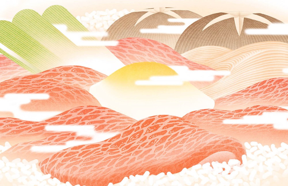 一家牛肉料理店的日式插画设计及形象设计