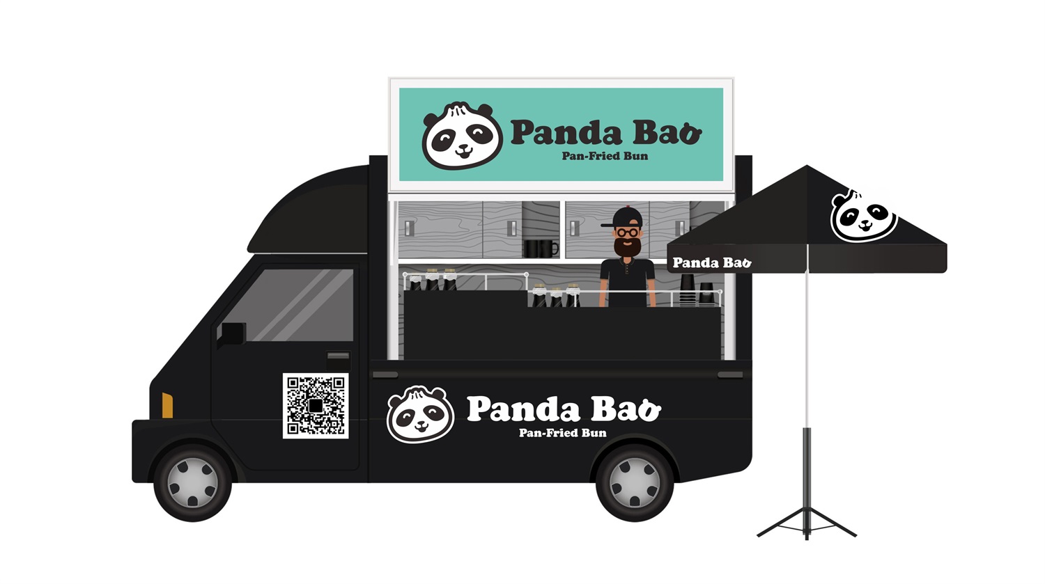 水煎包连锁餐饮品牌Panda Bao餐车外观设计